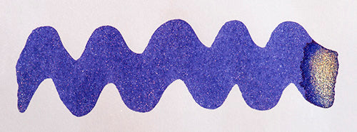Wavy blue line on a white background. Diamine Blue Flame fountain pen ink colour swatch.