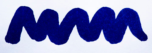 Wavy blue line on a white background. Diamine Cornflower fountain pen ink colour swatch.