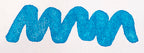 Wavy blue line on a white background. Diamine Blue Lightning fountain pen ink colour swatch.