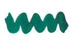 Wavy teal line on a white background. Diamine Velvet Emerald fountain pen ink colour swatch.