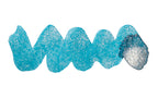Wavy blue line on a white background. Diamine Glacier fountain pen ink colour swatch.