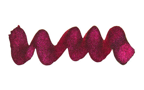 Wavy burgundy line on a white background. Diamine Bah Humbug fountain pen ink colour swatch.