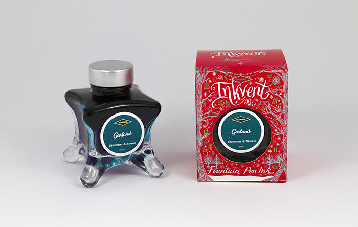 Diamine Garland fountain pen ink bottle and packaging on a white background.