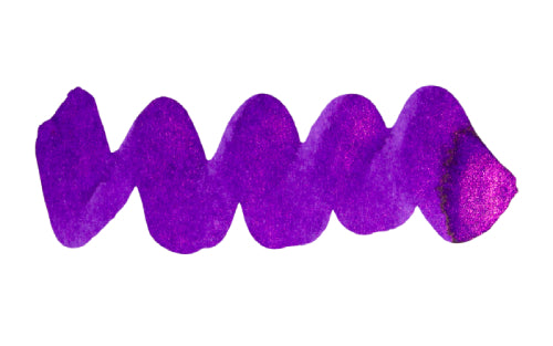 Wavy purple line on a white background. Diamine Rainbow's End fountain pen ink colour swatch.