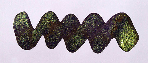Wavy navy blue line on a white background. Diamine Solar Storm fountain pen ink colour swatch.