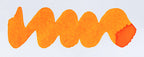 Wavy orange line on a white background. Diamine Wonderland fountain pen ink colour swatch.