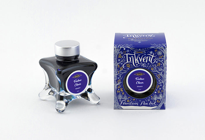 Diamine Festive Cheer fountain pen ink bottle and packaging on a white background.