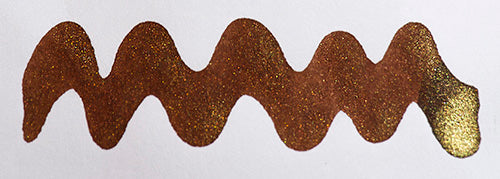 Wavy brown line on a white background. Diamine Cocoa Shimmer fountain pen ink colour swatch.