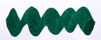 Wavy green line on a white background. Diamine Spruce fountain pen ink colour swatch.