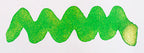Wavy green line on a white background. Diamine Golden Oasis fountain pen ink colour swatch.