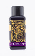 Diamine Imperial Purple fountain pen ink bottle and packaging on a white background.