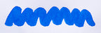 Wavy blue line on a white background. Diamine Washable Blue fountain pen ink colour swatch.