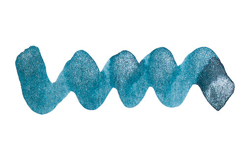 Wavy blue line on a white background. Diamine Blizzard fountain pen ink colour swatch.