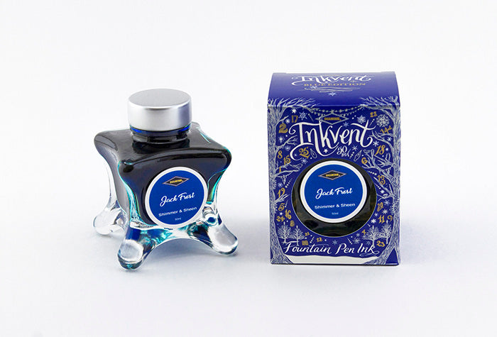 Diamine Jack Frost fountain pen ink bottle and packaging on a white background.