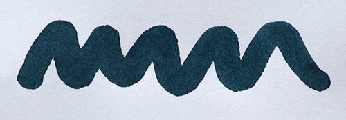 Wavy blue line on a white background. Diamine Blue Black fountain pen ink colour swatch.