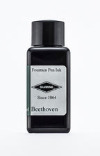 Diamine Beethoven fountain pen ink bottle and packaging on a white background.