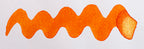 Wavy orange line on a white background. Diamine Inferno Orange fountain pen ink colour swatch.