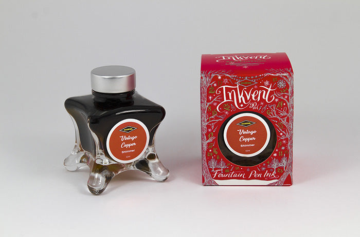 Diamine Vintage Copper fountain pen ink bottle and packaging on a white background.