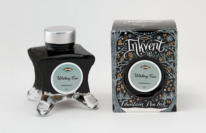 Diamine Wishing Tree fountain pen ink bottle and packaging on a white background.