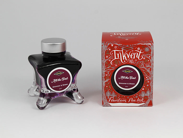 Diamine All the Best fountain pen ink bottle and packaging on a white background.