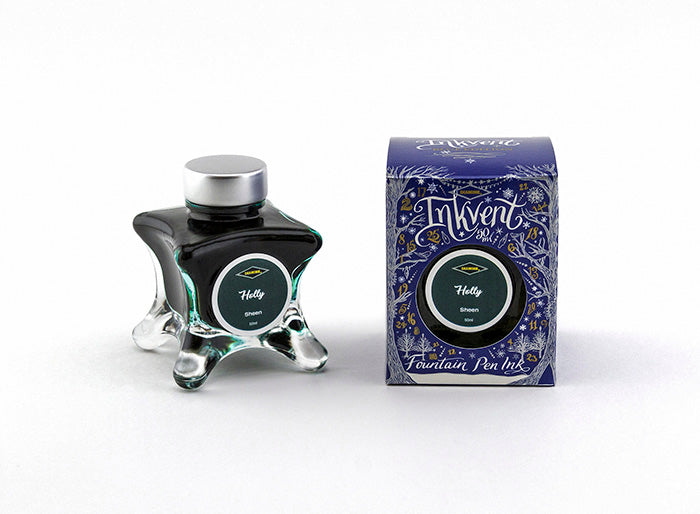 Diamine Holly fountain pen ink bottle and packaging on a white background.