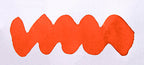 Wavy orange line on a white background. Diamine Flame fountain pen ink colour swatch.