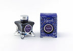 Diamine Purple Bow fountain pen ink bottle and packaging on a white background.