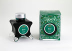 Diamine Spruce fountain pen ink bottle and packaging on a white background.