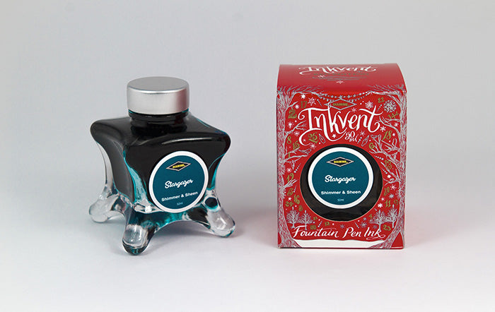 Diamine Stargazer fountain pen ink bottle and packaging on a white background.