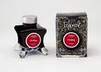 Diamine Cranberry fountain pen ink bottle and packaging on a white background.
