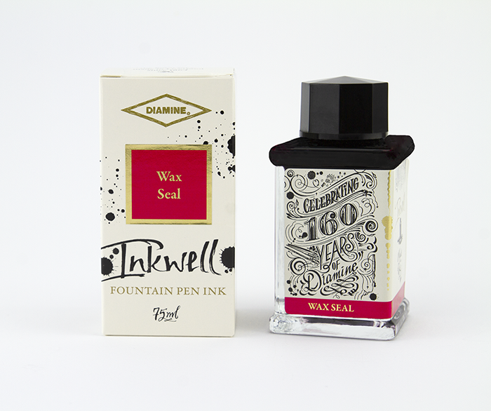 Diamine Wax Seal fountain pen ink bottle and packaging on a white background.