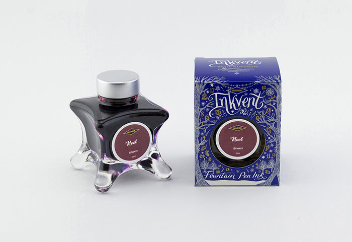 Diamine Noel fountain pen ink bottle and packaging on a white background.