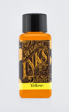 Diamine Yellow fountain pen ink bottle and packaging on a white background.
