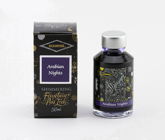 Diamine Arabian Nights fountain pen ink bottle and packaging on a white background.
