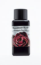 Diamine Burgundy Rose fountain pen ink bottle and packaging on a white background.
