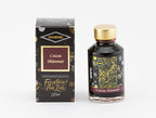 Diamine Cocoa Shimmer fountain pen ink bottle and packaging on a white background.