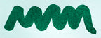 Wavy green line on a white background. Diamine Schubert fountain pen ink colour swatch.