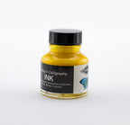 Diamine Lemon Yellow Drawing and Calligraphy ink bottle on a white background.