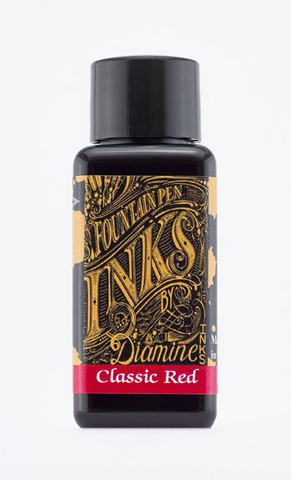 Diamine Classic Green fountain pen ink bottle and packaging on a white background.