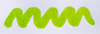 Wavy green line on a white background. Diamine Jade Green fountain pen ink colour swatch.