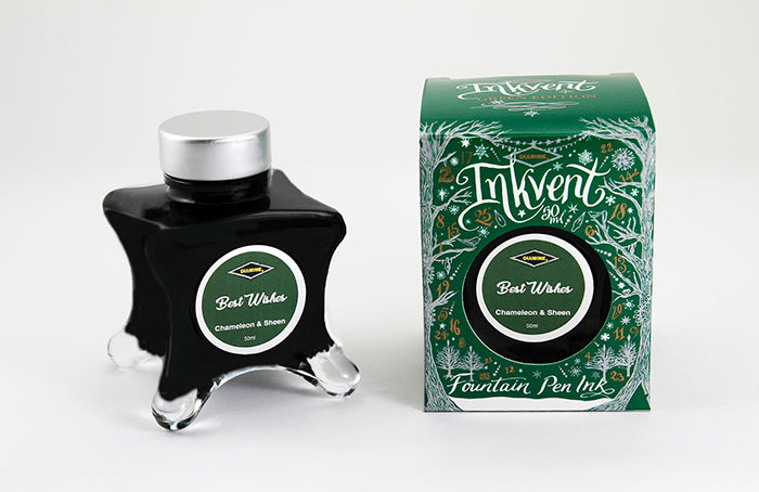 Diamine Best Wishes fountain pen ink bottle and packaging on a white background.