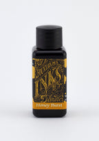 Diamine Honey Burst fountain pen ink bottle and packaging on a white background.
