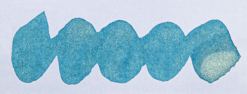 Wavy blue line on a white background. Diamine Subzero fountain pen ink colour swatch.
