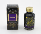 Diamine Mystique fountain pen ink bottle and packaging on a white background.