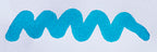 Wavy blue line on a white background. Diamine Turquoise fountain pen ink colour swatch.