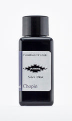 Diamine Chopin fountain pen ink bottle and packaging on a white background.