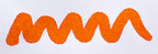 Wavy orange line on a white background. Diamine Blaze Orange fountain pen ink colour swatch.