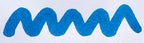 Wavy blue line on a white background. Diamine Mediterranean Blue fountain pen ink colour swatch.