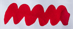Wavy red line on a white background. Diamine Wax Seal fountain pen ink colour swatch.
