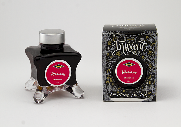 Diamine Winterberry fountain pen ink bottle and packaging on a white background.